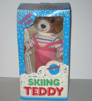 Battery Operated Musical Skiing Teddy Bear (1987) RARE