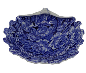 Blakeney English Ironstone Flow Blue Transferware Clamshell Serving Bowl