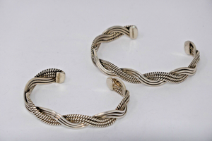 CII Designer Signed 925 Sterling Silver Twisted Rope Cuff Bracelets