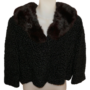 National Recovery Board for Coats & Suits Black Curly Lamb & Fur Bolero Jacket
