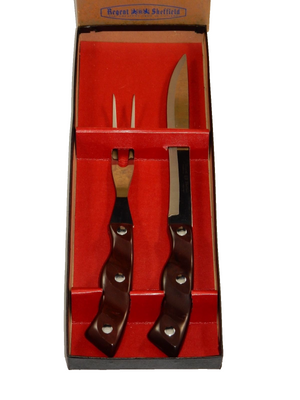 Regent Sheffield England Carving Fork & Knife Set w/Box