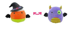 Squishmallow Flip A Mallow Casey Candy Corn Witch & Blaze the Bat 9" Plush
