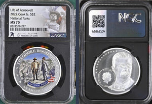 Cook Islands 2022 Life of Roosevelt Silver $2 National Parks Coin NGC MS-70