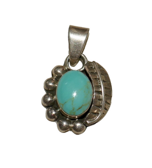 Mexico 925 Sterling Silver Turquoise Charm Pendant