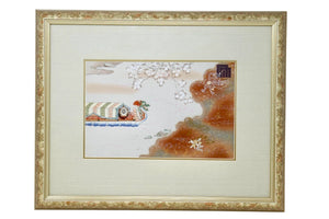 Japan Yuzen Kimono Design Early 20th Century Framed Woodcut Print