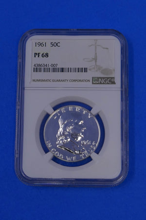 U.S Mint 1961 Franklin Half Dollar 50c Silver Proof Coin NGC PF68