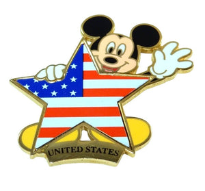 Disney Mickey Mouse Holding United States America Star Flag Series Pin