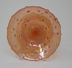 Iridescent Cranberry Carnival Glass Bubble Bowl