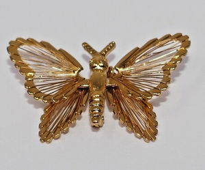 Monet Gold Tone Butterfly Brooch Pin
