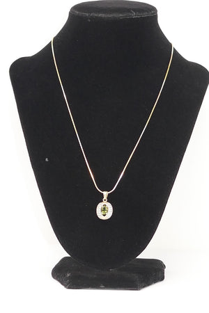 LB 925 Sterling Silver Gemstone Topaz Pendant & 19" Chain Necklace