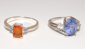 STS 925 Sterling Silver Topaz & Spinel with Cubic Zirconia Rings Size 5.5 & 7
