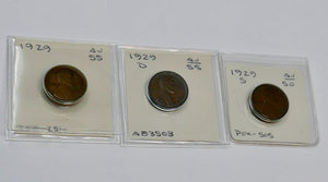 U.S Mint 1929-D 1929-P 1929-S Lincoln Wheat Ear 1 Cent Penny Bronze Coins