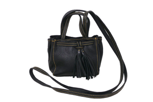 Clever Carriage Company Crossbody Black Leather Pocket Bag