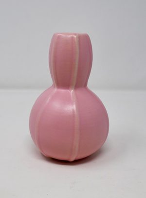 Urban Outfitter Vintage Pink Ceramic Gourd Bud Vase Ribbed Bubble Shape
