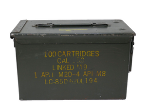 Metal Military Ammo Box Empty Storage Container ~ CAL .50 Linked M9