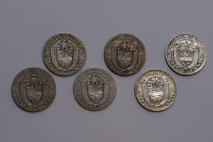 Panama 1930 1931 1933 1947 1953 Un Decimo Balboa ⅒ Balboa Silver Coins