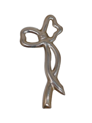 Sterling Silver 925 Long Bow Tie Brooch Pin