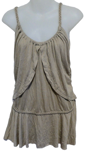 Licorice Braided Blouse Cami Tank Top Size Large ~ Beige Tan