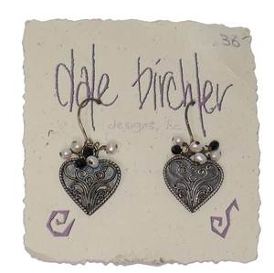Dale Birchler Sterling Silver 925 Heart Dangle Earrings