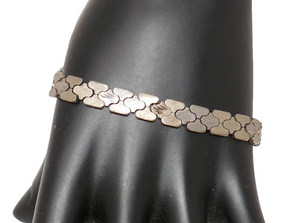 FMC 925 Sterling Silver Textured Design Fancy Chain Bracelet Made in Italy