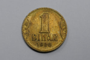 Yugoslavia 1938 Petar II Dinar Aluminium Bronze Coin