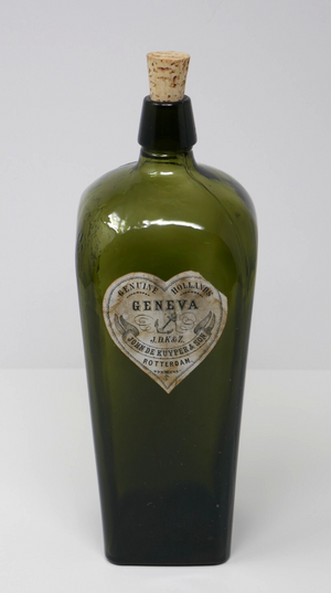 Geneva Genuine Hollands John De Kuyper & Sons Rotterdam Green Gin Bottle w Label