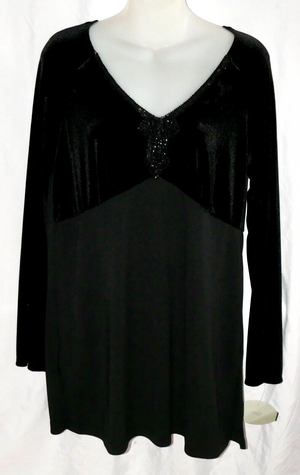 Rabbit Rabbit Rabbit Black Velvet Beaded Cardigan Top Size 12