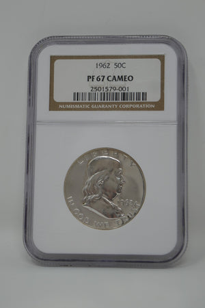 U.S Mint 1962 Franklin Half Dollar 50c Silver Proof Cameo Coin NGC PF67 Cameo