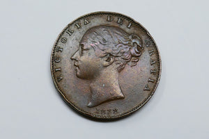 Great Britain 1838 Victoria 1 Farthing Copper Coin FIRST YEAR
