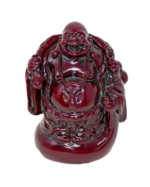 Chinese Red Resin Buddha Happy Laughing Feng Shui Figure Statue