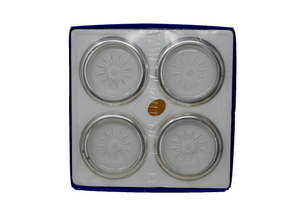 Leonard Genuine Crystal and Silver Plate Coaster Ashtray Set - Made in Italy