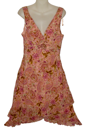 DJ Summers Colorful Floral Paisley Sheer Gauzy Retro Party Dress Size 12