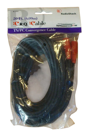 Radio Shack 20ft (6.09m) C.R.Q. TV/PC Convergence Cable (#42-2860) NEW