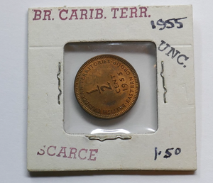 British Caribbean Territories 1955 Elizabeth II 1/2 Cent Bronze Coin LOW MINTAGE