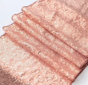 Peomeise 12x72 Inch Sequin Table Runner for Party Event Decorations ~ Rose Gold
