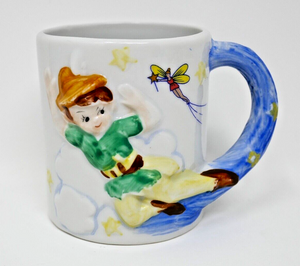 J.S.N.Y. Jeffrey Snyder Disney Peter Pan 3D Embossed Raised Ceramic Cup Mug