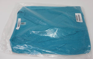 DKNYC Cotton Knit Draped Open Front Cardigan Sweater Size S/M ~ Azure