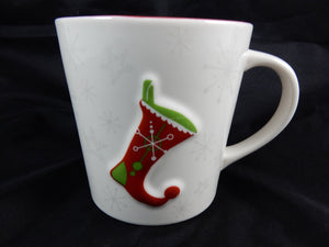 Starbucks 2006 Holiday Red Stocking and Snowflakes 17oz Coffee Mug
