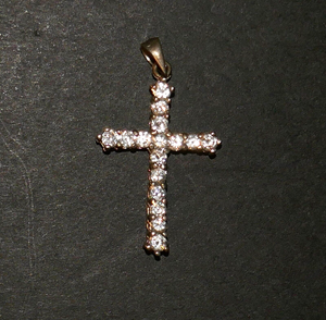 925 Sterling Silver CZ Rhinestones Cross Charm Pendant