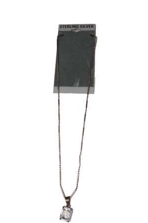 CW 925 Sterling Silver 18" Chain Necklace with Quartz Pendant