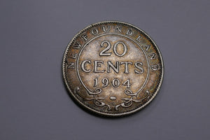 Newfoundland 1904 H Edward VII 20 Cent Silver Coin