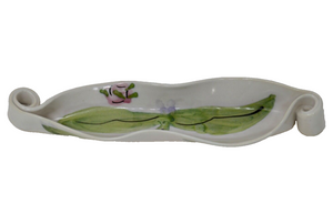 Hilborn Pottery Clay Olive Dish Floral Pinched Rolled Ends