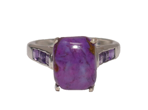 STS 925 Sterling Silver Purple Agate & Amethyst Ring Size 6