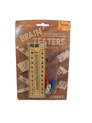 Fundex 1989 Brain Testers Peg Out Wood Game SEALED