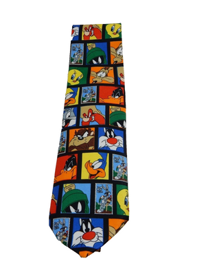 Looney Tunes 1997 Stamp Collection Necktie Bugs Bunny Sylvester Marvin Novelty