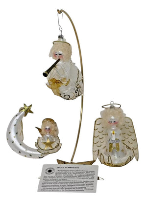 Smithsonian Italian Blown Glass Angel Horn Moon Christmas Art Glass Ornaments