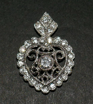 925 Sterling Silver CZ Rhinestones Heart Pendant