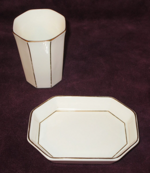 Shozan Ceramic Porcelain Soap Dish & Water Cup Made in Japan