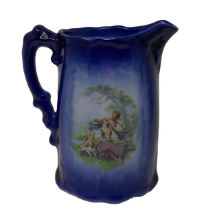 KH Pottery Staffordshire England Royal Blue Water Pitcher Jug