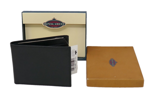 Royal Crest Men's Black Flip Fold Leather Wallet